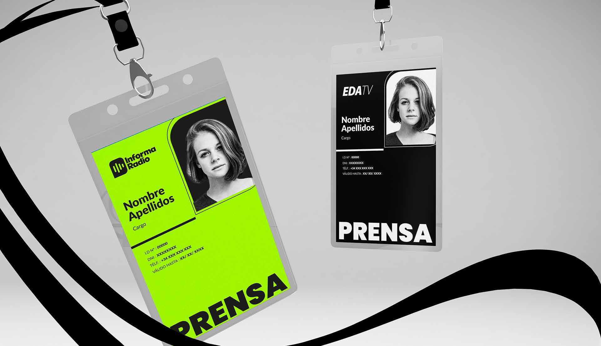 Mockup original de acreditaciones de prensa Informa Radio y EDA TV