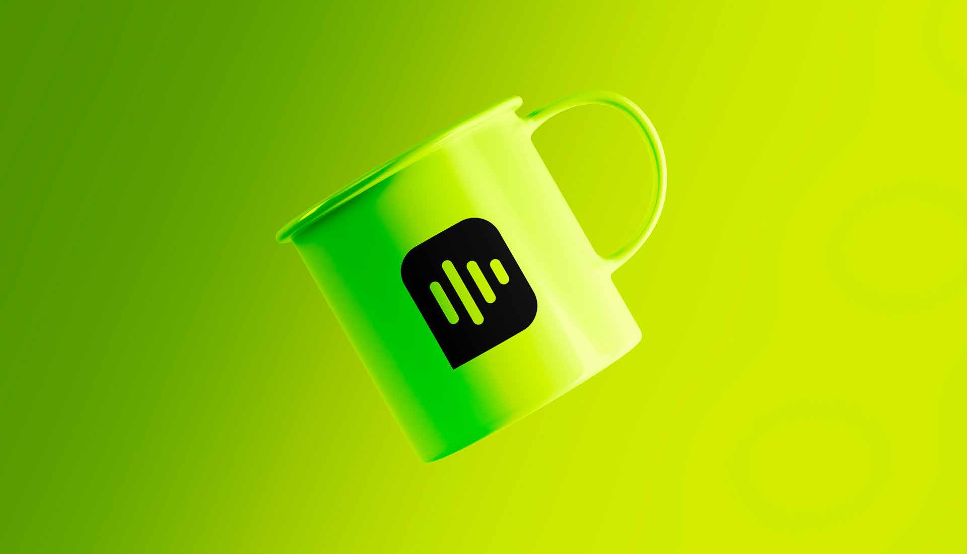 Aplicación de la marca Informa Radio en una taza